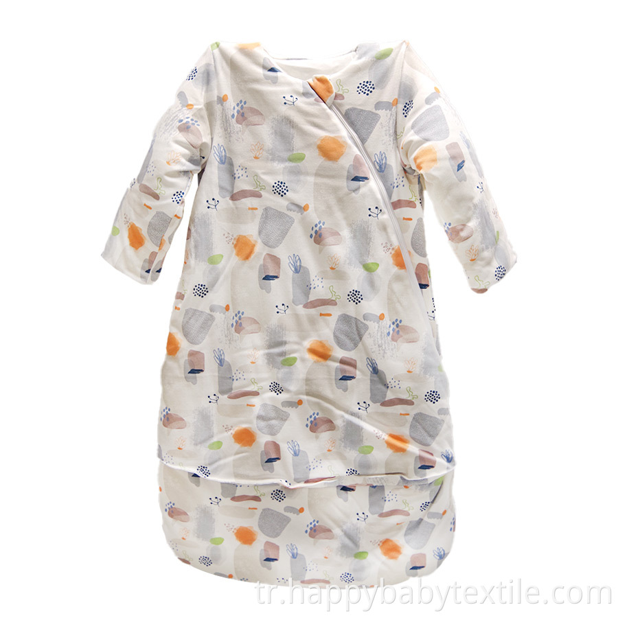 Pamuklu bebek baskılı uzun kollu uyku tulumu Cotton Baby Printed Long Sleeve Sleeping Bag